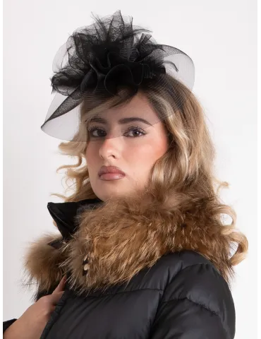 Elegant black headband with mesh and plumes by Complit 2
