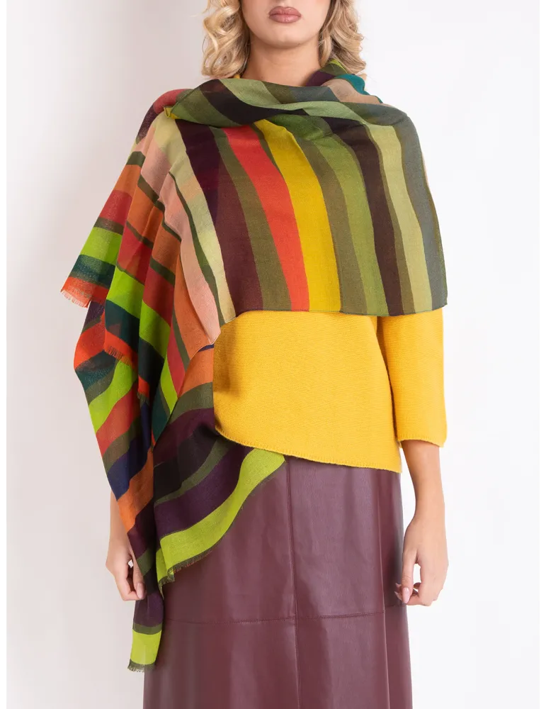Multi-colours striped wool soft scarf by Nicki Colombo