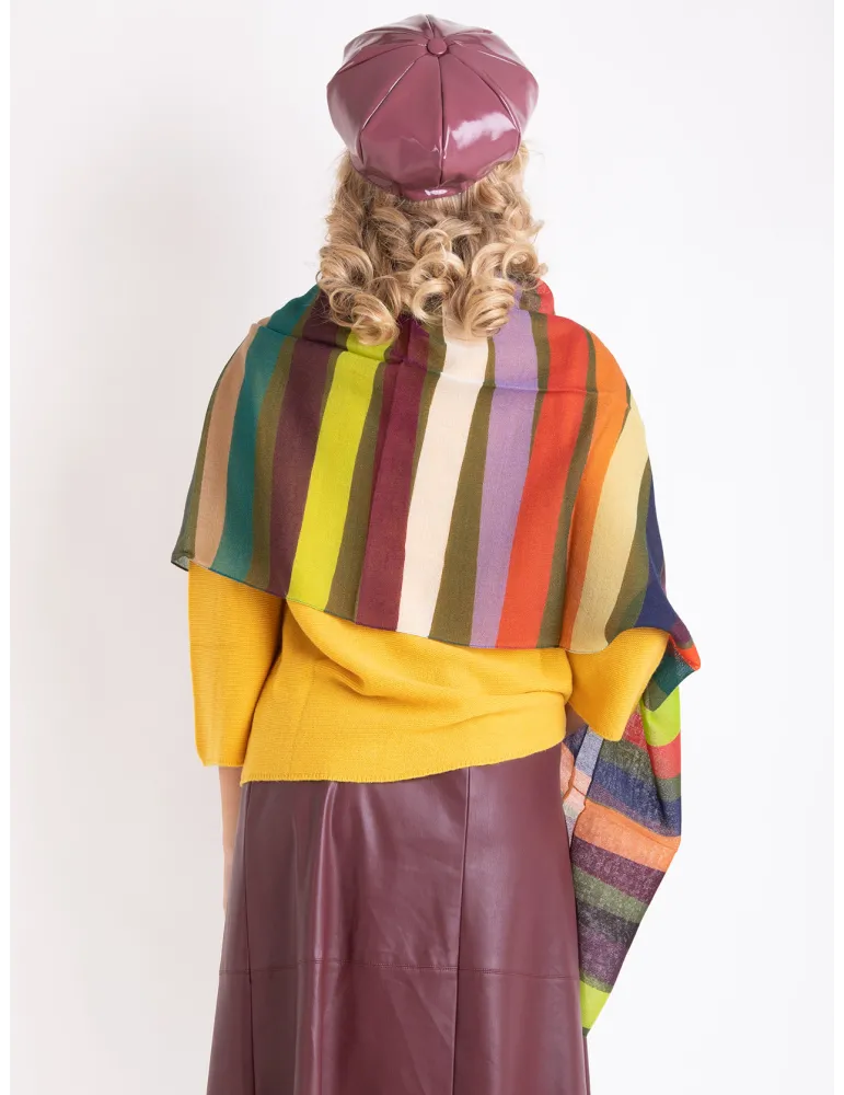 Multi-colours striped wool soft scarf by Nicki Colombo