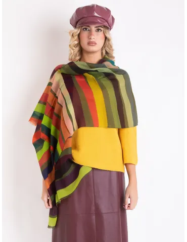 Multi-colours striped wool soft scarf by Nicki Colombo