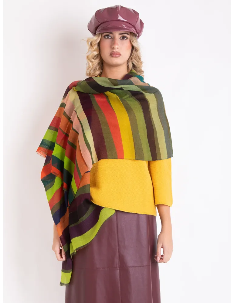 Multi-colours striped wool soft scarf by Nicki Colombo Multi-colours striped wool soft scarf by Nicki Colombo