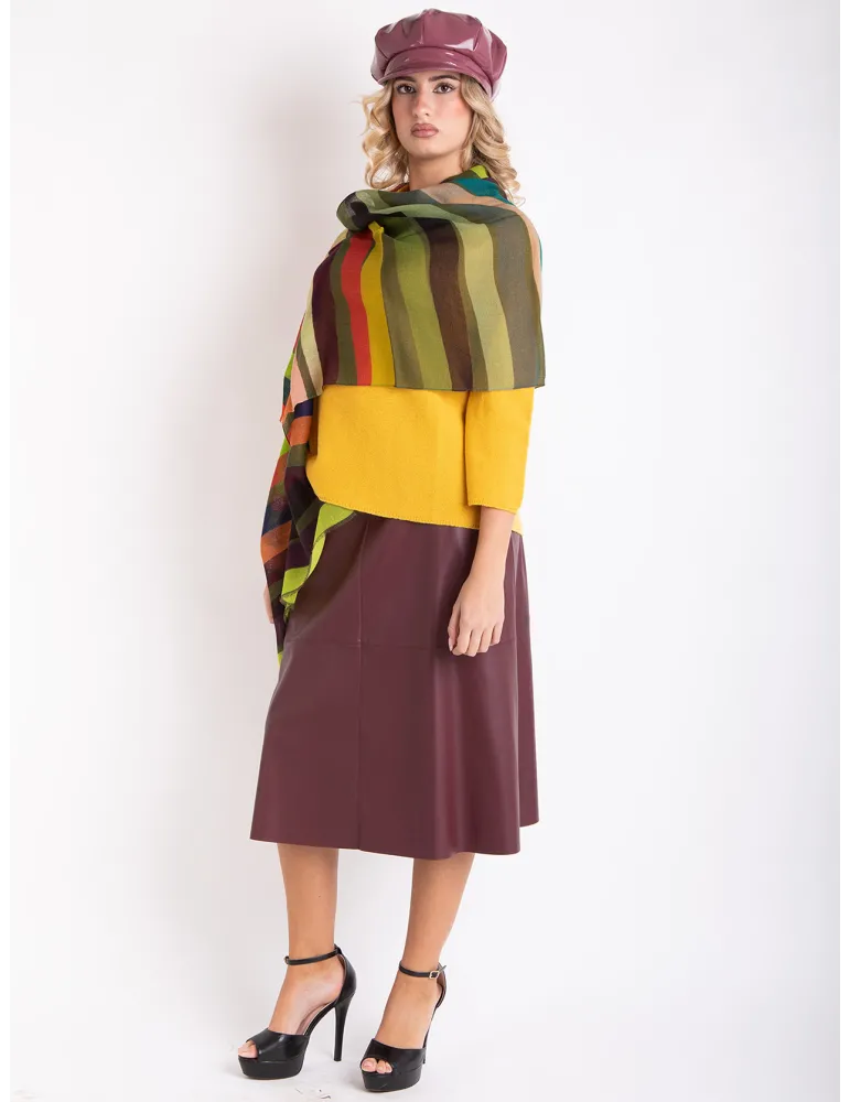 Multi-colours striped wool soft scarf by Nicki Colombo