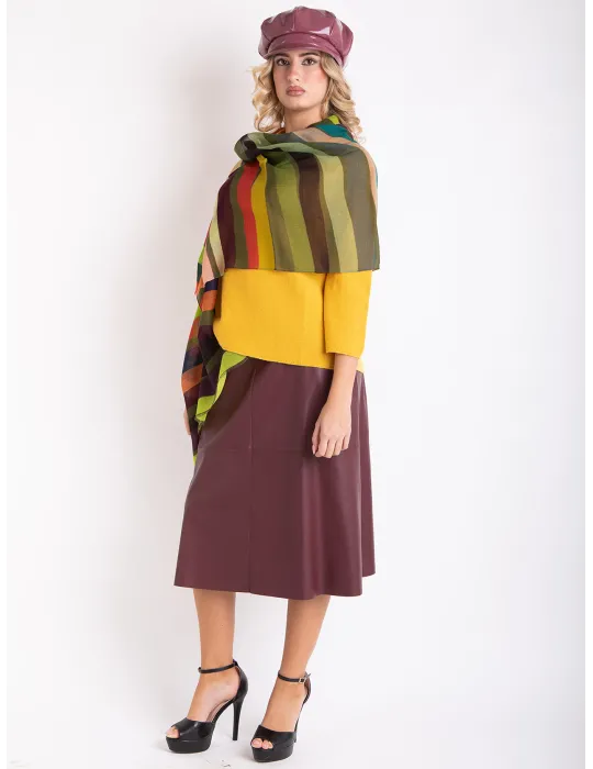Multi-colours striped wool soft scarf by Nicki Colombo