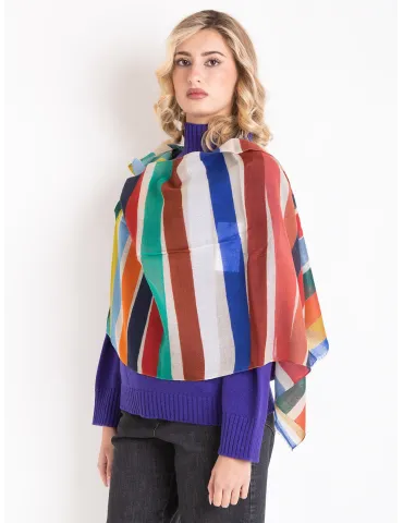 Multi-colours striped wool soft scarf by Nicki Colombo 2