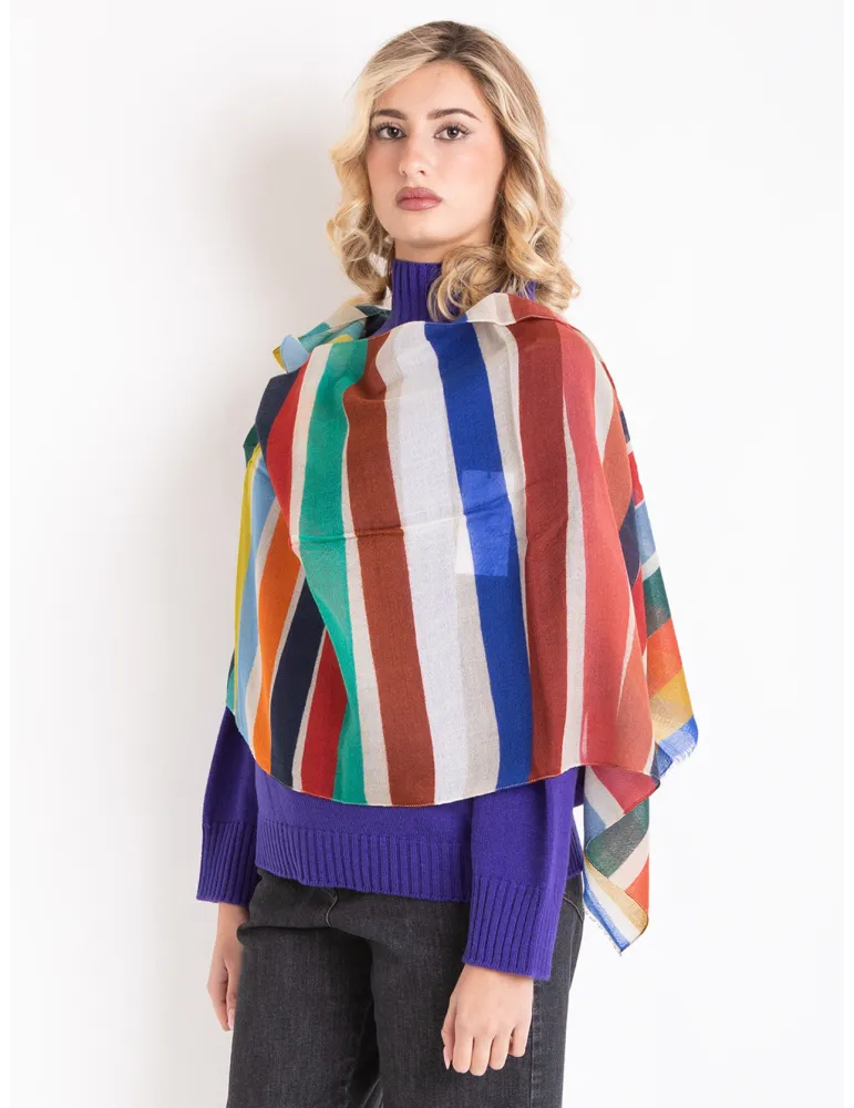 Multi-colours striped wool soft scarf by Nicki Colombo