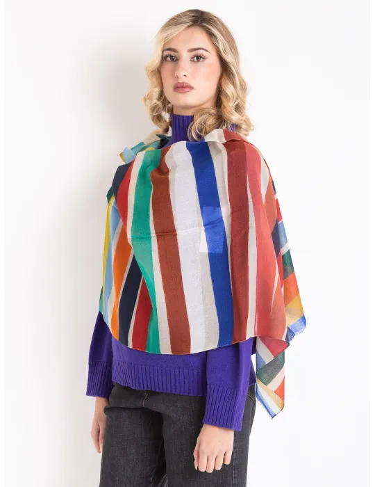 Multi-colours striped wool soft scarf by Nicki Colombo
