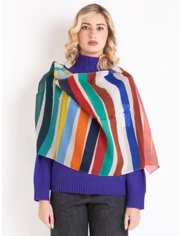 Multi-colours striped wool soft scarf by Nicki Colombo