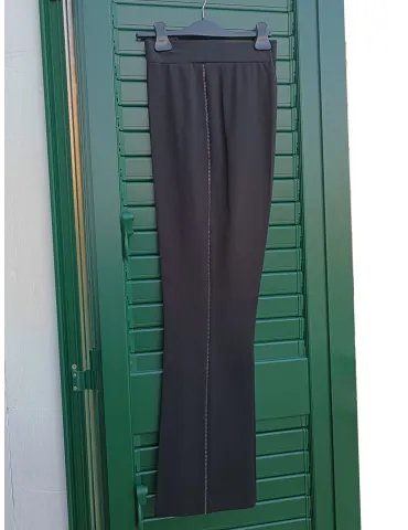 F. Mercuriali black flared trousers with rhinestones