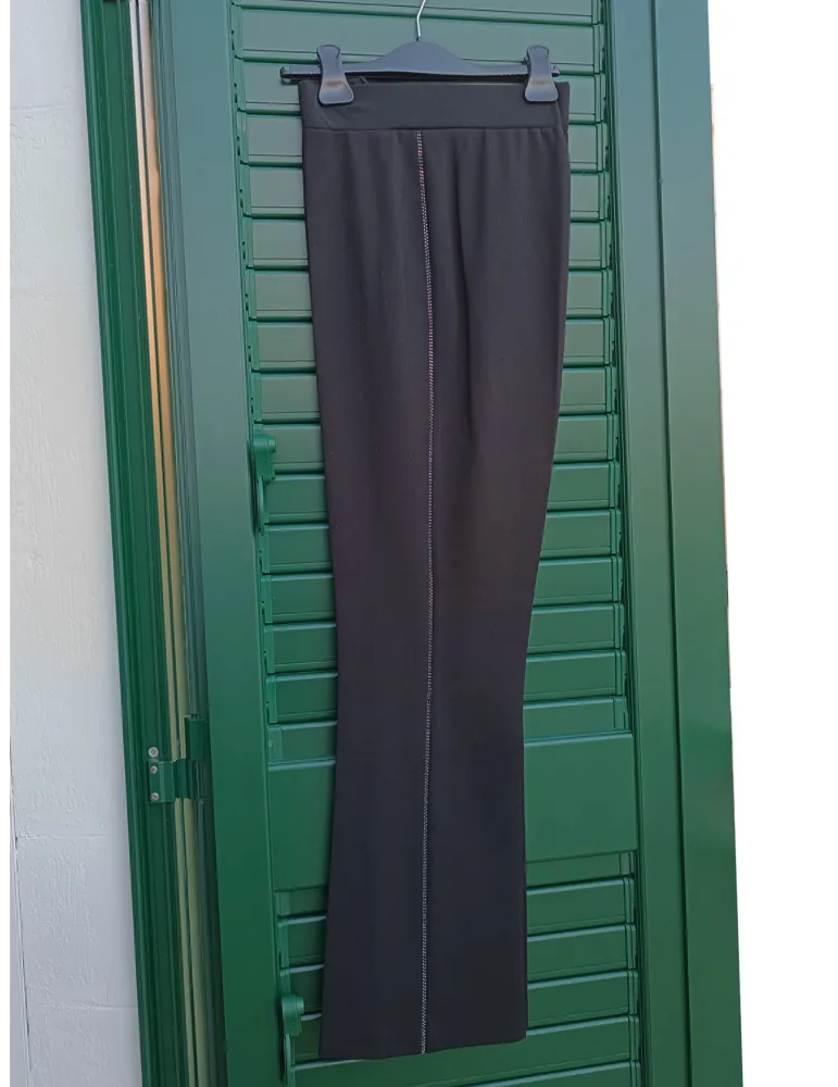 F. Mercuriali black flared trousers with rhinestones F. Mercuriali black flared trousers with rhinestones