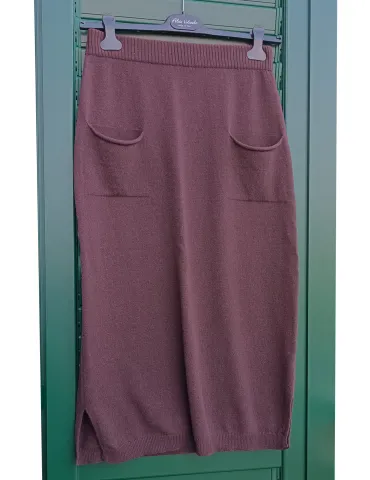 Frida Madè | Brown wool and cashmere midi skirt with pockets 2