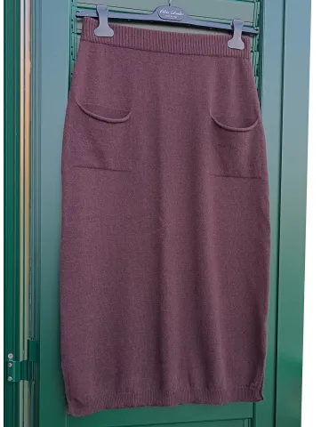 Frida Madè | Brown wool and cashmere midi skirt with pockets