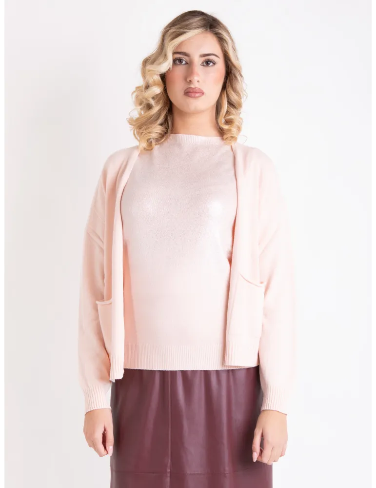 Rubamori pink jacket and t-shirt set with lurex thread