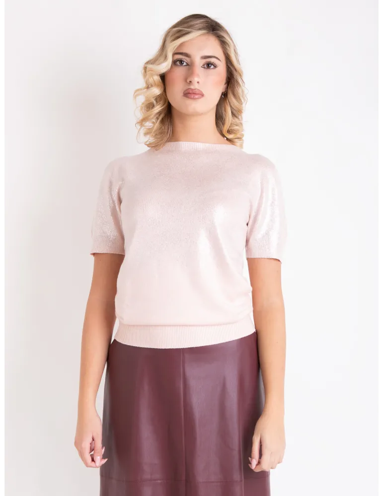 Rubamori pink jacket and t-shirt set with lurex thread