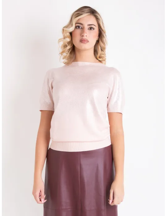 Rubamori pink jacket and t-shirt set with lurex thread