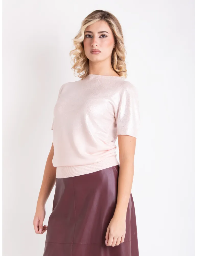 Pink jacket and t-shirt twinset with lurex thread