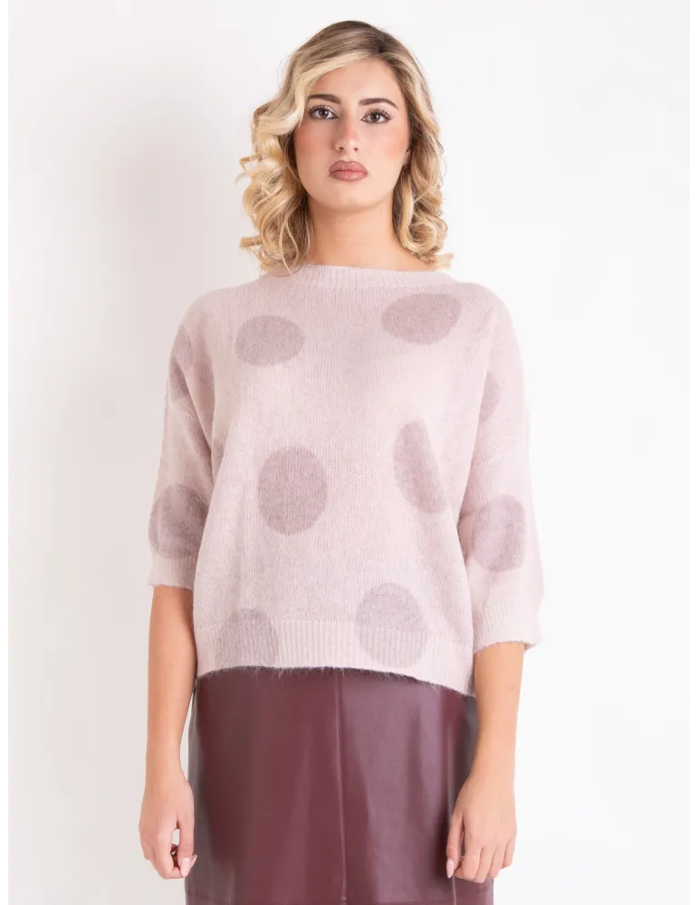 Maglione rosa cipria con pois per le feste di Natale | Rubamori