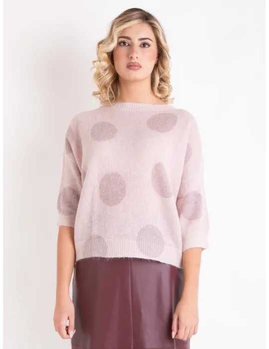 Rubamori lilac and pink polka dots alpaca wool cosy sweater