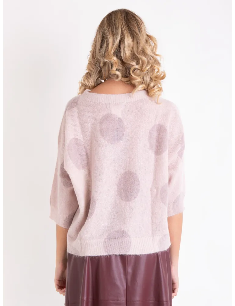 Rubamori lilac and pink polka dots alpaca wool cosy sweater