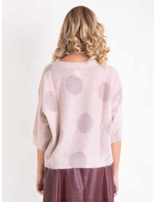 Rubamori lilac and pink polka dots alpaca wool cosy sweater
