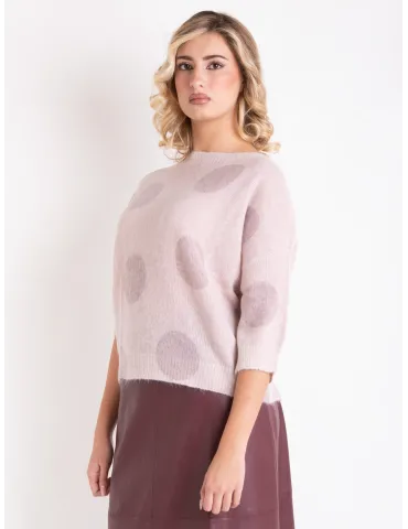 Rubamori lilac and pink polka dots alpaca wool cosy sweater 2