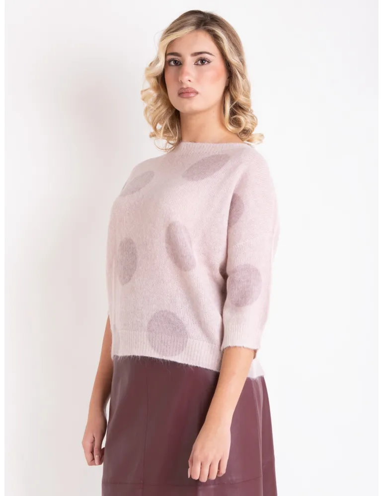 Maglione rosa cipria con pois per le feste di Natale | Rubamori