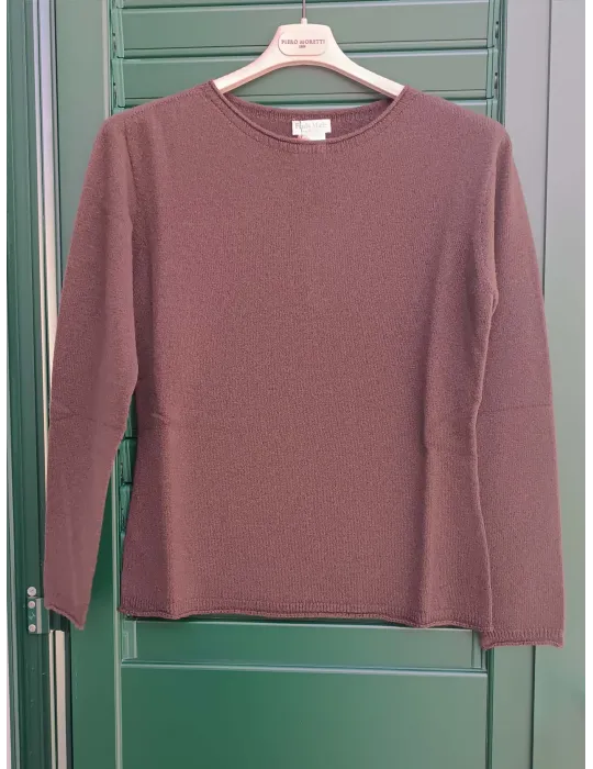 Maglioncino in lana merino e cashmere marrone cioccolata Frida Madè