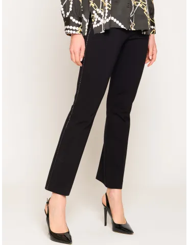 F. Mercuriali black flared trousers with rhinestones