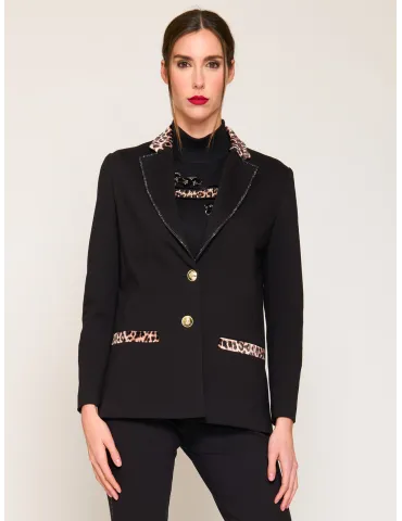 Francesca Mercuriali Black tuxedo jacket with animal profiles