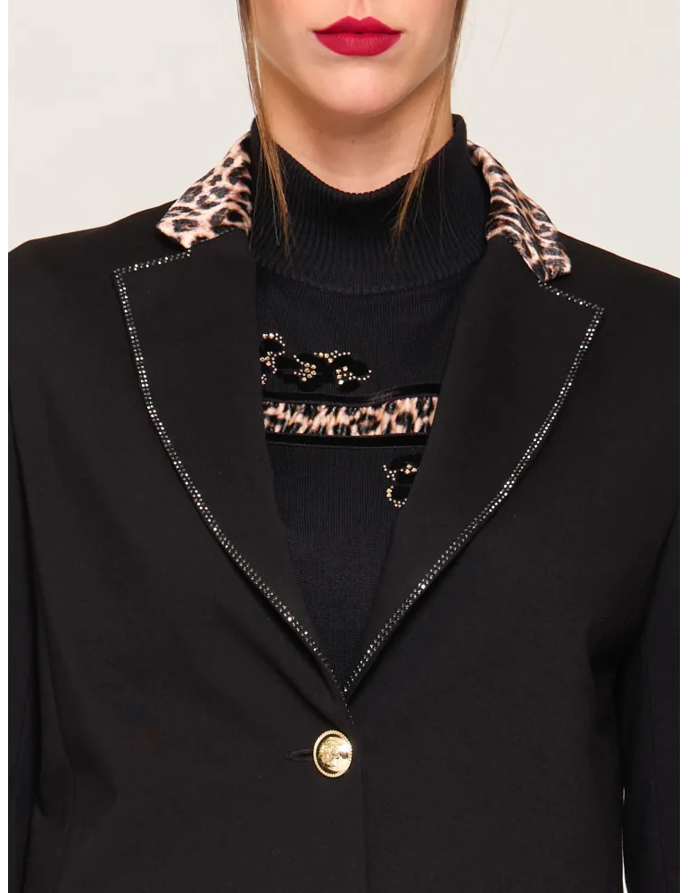 Francesca Mercuriali Black tuxedo jacket with animal profiles