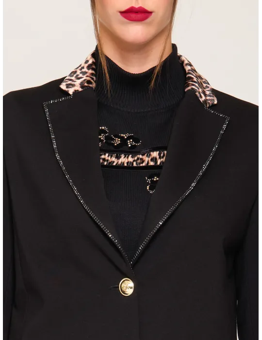 Francesca Mercuriali Black tuxedo jacket with animal profiles