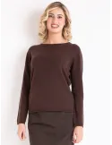 Maglioncino in lana merino e cashmere marrone cioccolata Frida Madè