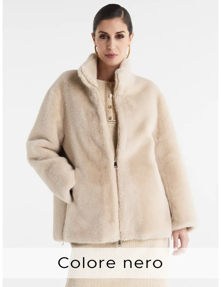 Piero Moretti Black Reversed Shearling Faux Fur Jacket