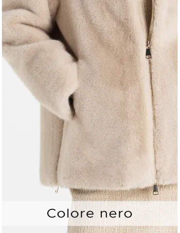 Milestone Beige Taupe Reversed Shearling Faux Fur Jacket 2