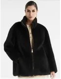 Piero Moretti | Black Reversed Shearling Faux Fur Jacket