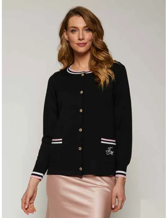 Giacca cardigan alla coreana nero e rosa Francesca Mercuriali