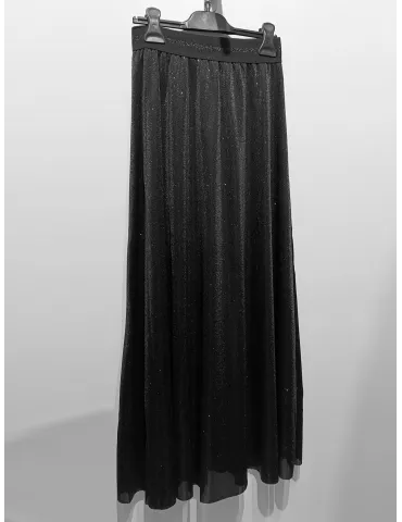 Francesca Mercuriali black long formal skirt with lurex thread
