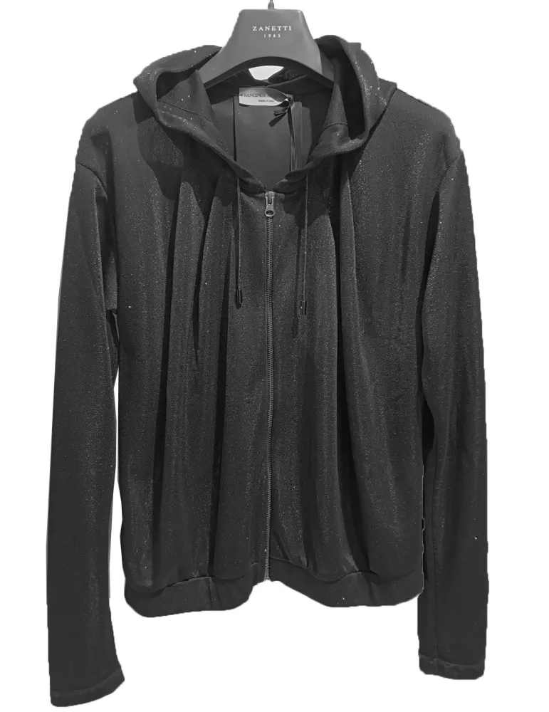 Francesca Mercuriali black lurex formal hooded jacket
