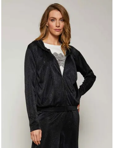 Francesca Mercuriali black lurex formal hooded jacket
