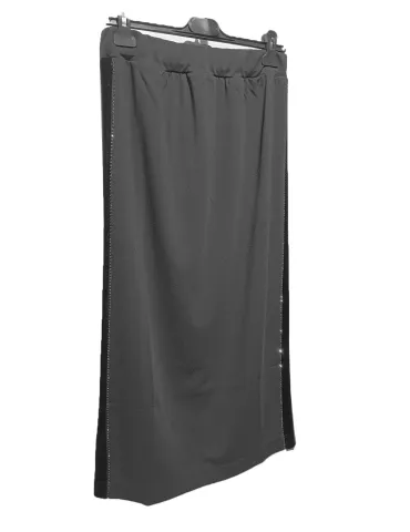Black long formal pencil skirt with velvet and rhinestones 2