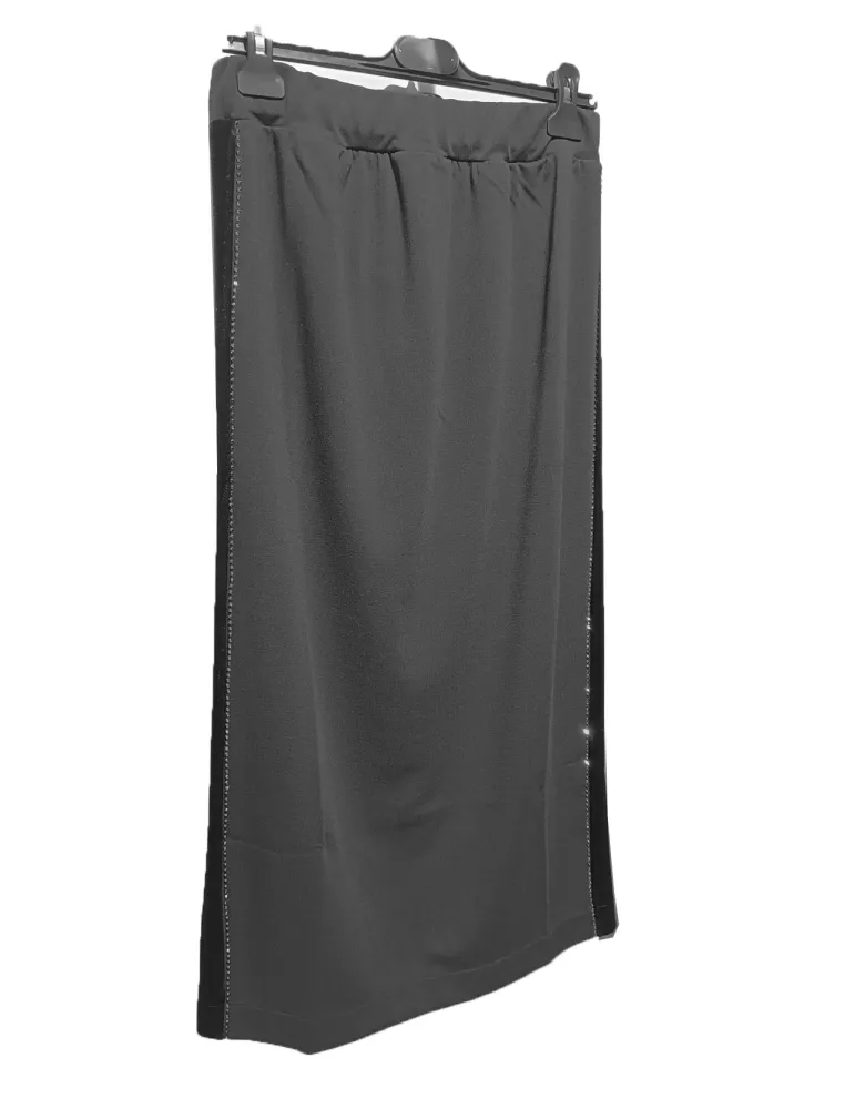 Black long formal pencil skirt with velvet and rhinestones