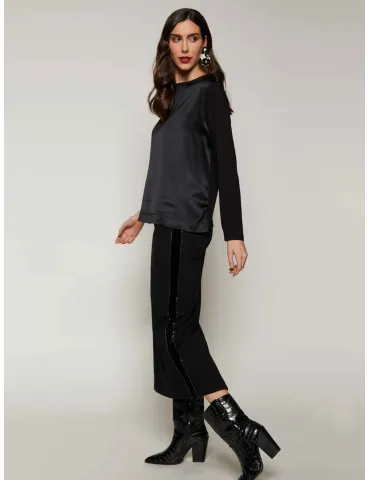 Francesca Mercuriali black formal shirt silk front 2
