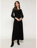 Francesca Mercuriali black merino wool and lace long dress