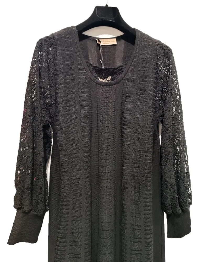 Francesca Mercuriali black lurex formal hooded jacket for plus size