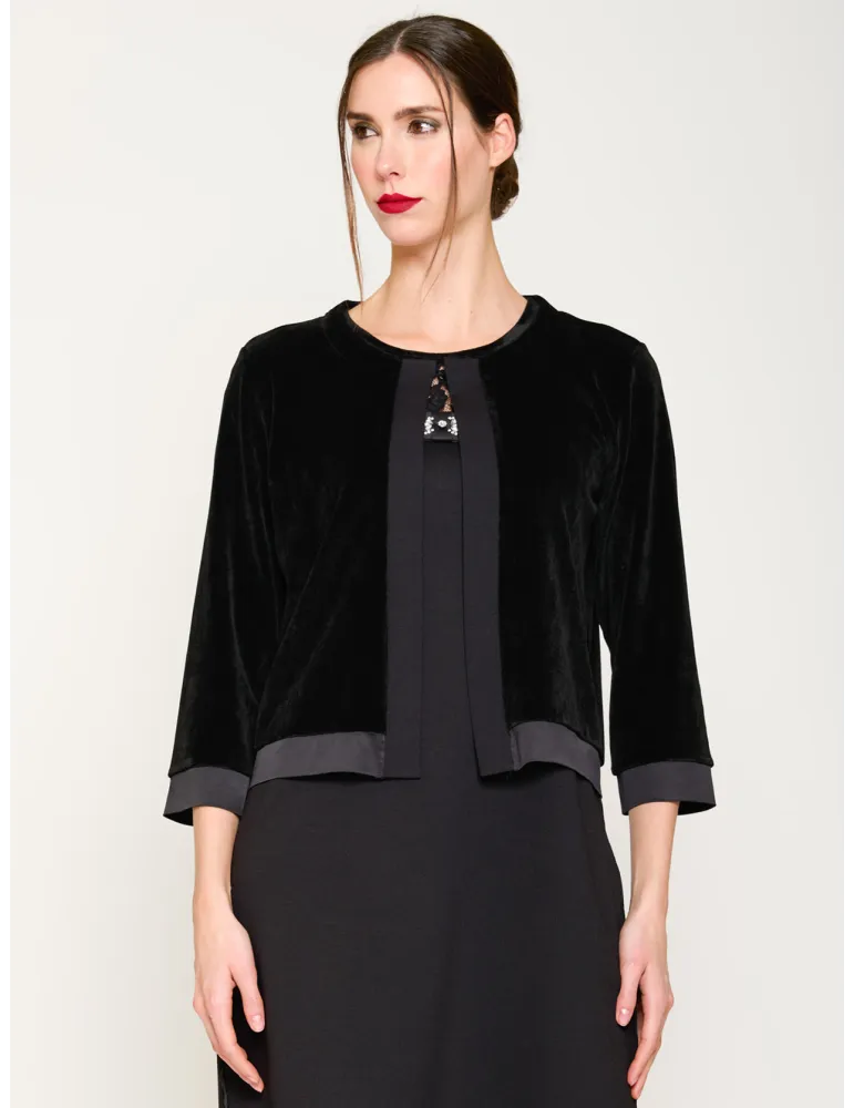 Francesca Mercuriali black velvet roundneck jacket