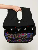 Borsa nera grande con velluto lana e strass Francesca Mercuriali