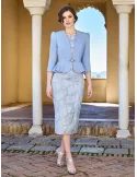 Sonia Pena 1260053 | Completo organza celeste con bottone gioiello
