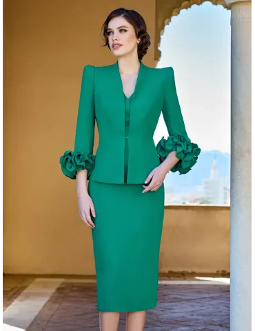 Sonia Pena 1260045 emerald green formal midi dress suit