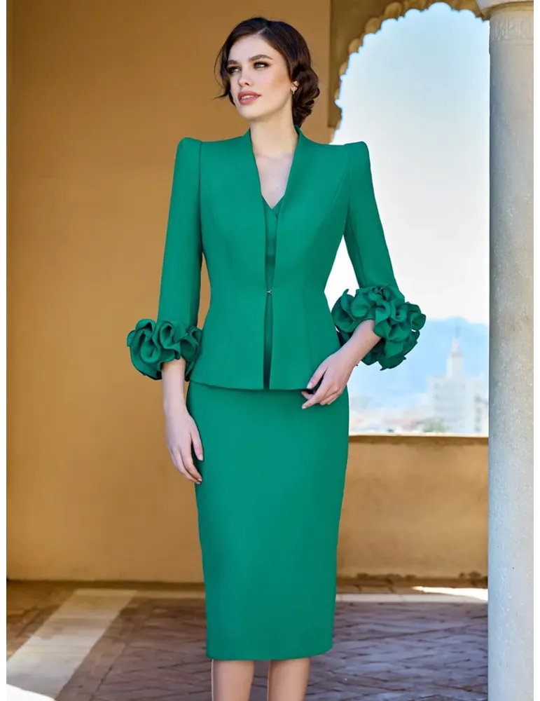 Sonia Pena 1260045 | Completo cerimonia abito midi e giacca verde