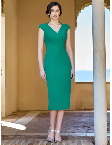 Sonia Pena 1260045 emerald green formal midi dress suit 2