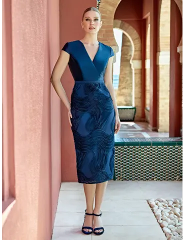 Sonia Pena Couture 12601019 | Abito e giacca in seta blu 2